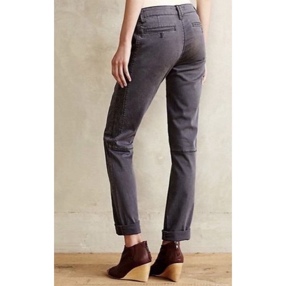 Anthropologie Pilcro Hyphen Fit Embroidered Chino Pants Women's Size 26 Gray - Picture 14 of 15